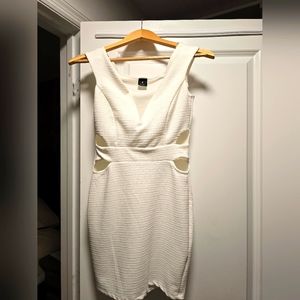 5 for $25 White, open-detail cocktail dress
